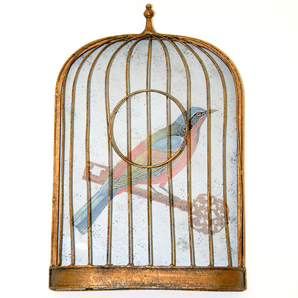 Cadre Décoratif Cage Façon Brocante Oiseau Multicolore